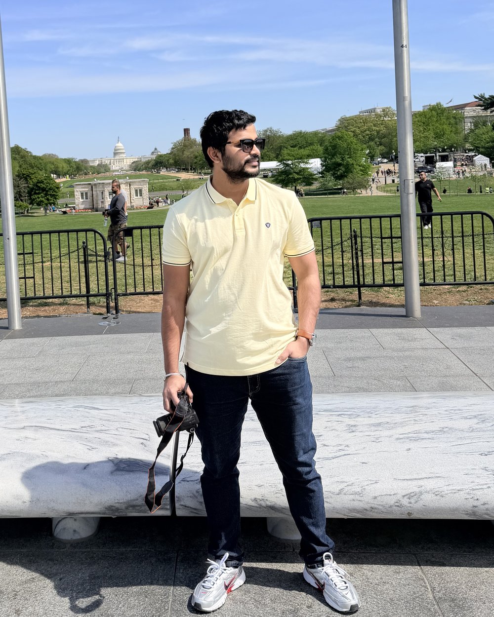 Ankit Dongare on the National Mall, with the US Capitol behind him